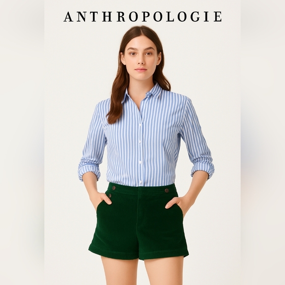 ANTHROPOLOGIE DAUGHTERS OF THE LIBERATION GREEN CORDUROY SHORTS SZ6 - Picture 1 of 8